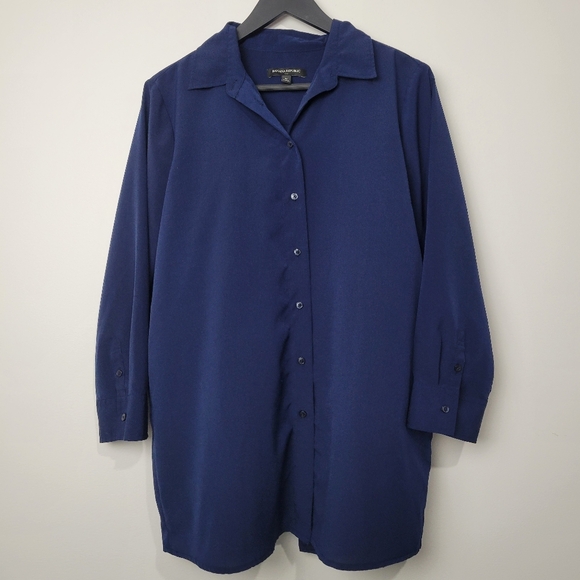 Banana Republic Tops - BANANA REPUBLIC WOMEN'S LONG SLEEVE COLLARED OVERESIZED OPEN BACK BUTTON BLOUSE